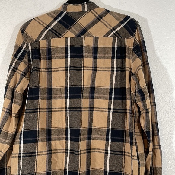 VANS CLASSIC FIT PLAID FLANNEL FULL ZIP SHACKET TAN GRAY JACKET POCKETS SMALL - Picture 4 of 7